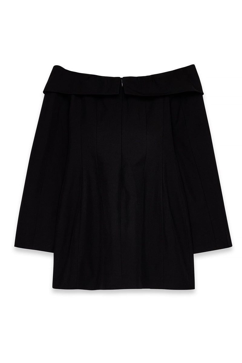 Robe Courte Ajustée À Épaules Dénudées Noir