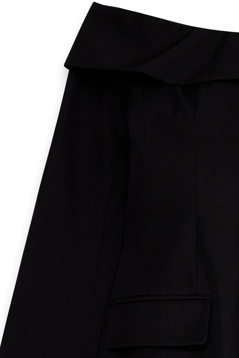 Robe Courte Ajustée À Épaules Dénudées Noir