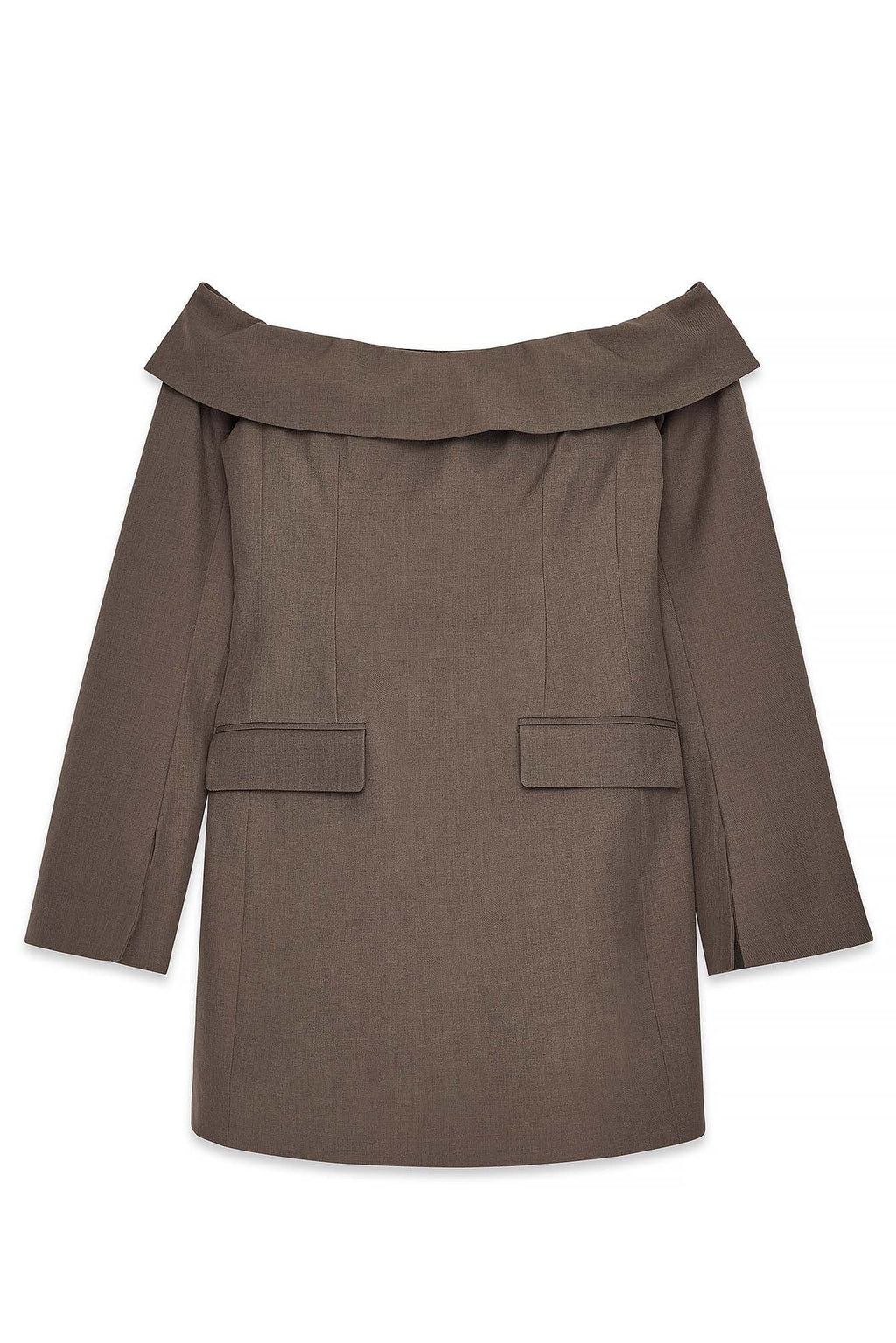 Robe Courte Ajustée À Épaules Dénudées Marron