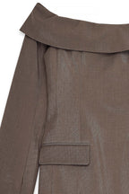 Robe Courte Ajustée À Épaules Dénudées Marron