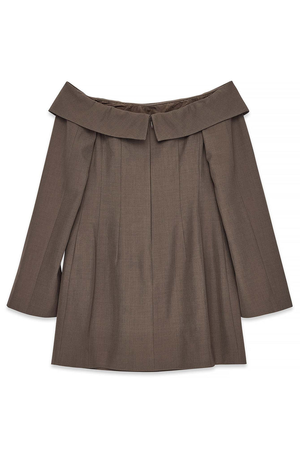 Robe Courte Ajustée À Épaules Dénudées Marron