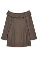 Robe Courte Ajustée À Épaules Dénudées Marron