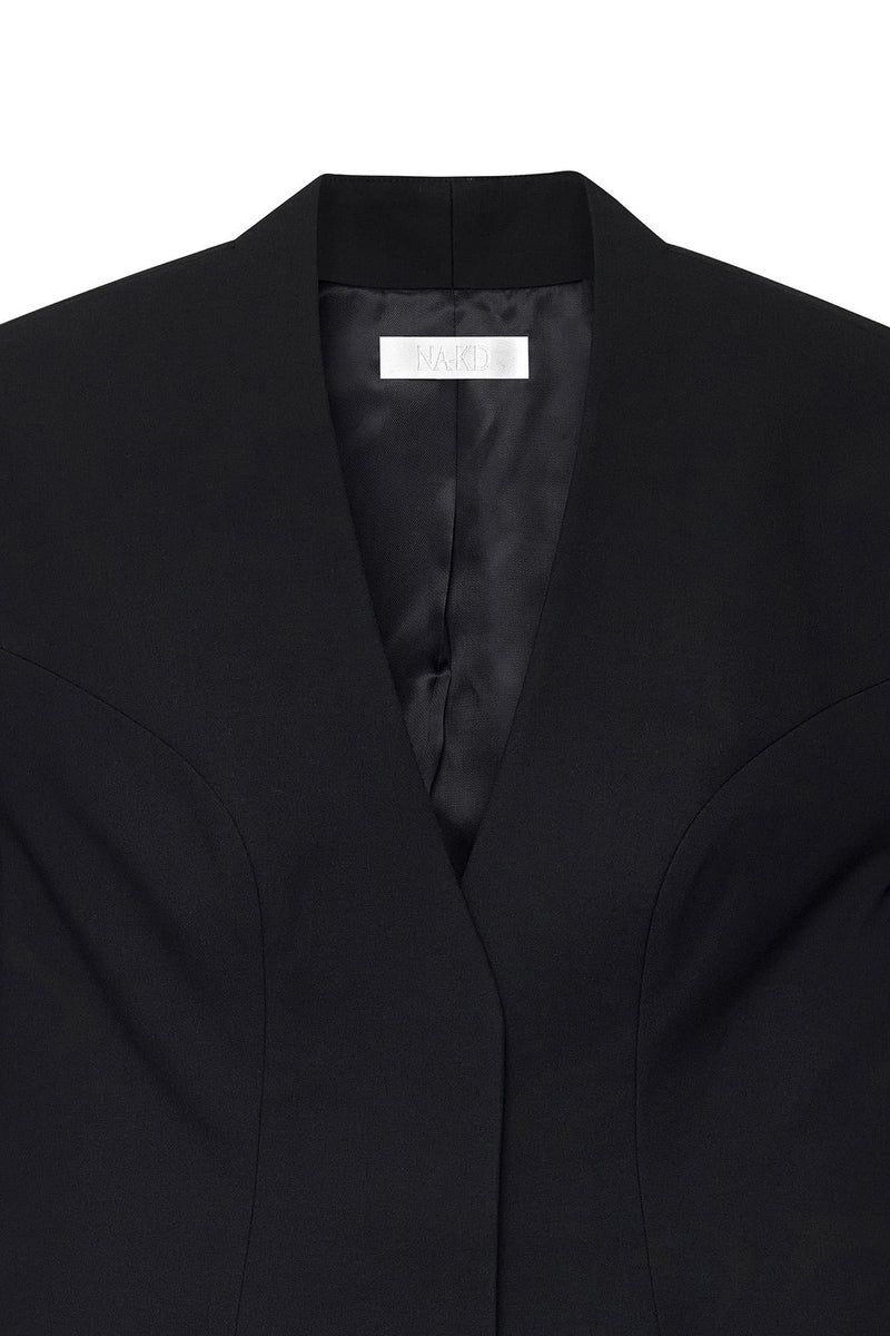 Robe Courte Style Tailleur Ajustée Noir