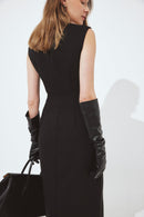 Tailored Square Neck Maxi Dress Noir
