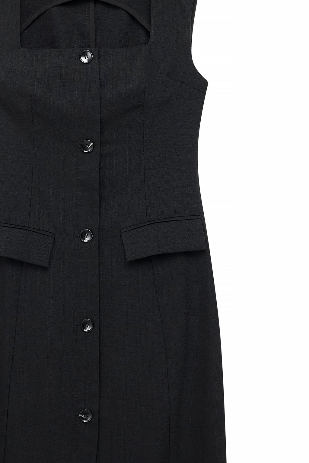 Tailored Square Neck Maxi Dress Noir