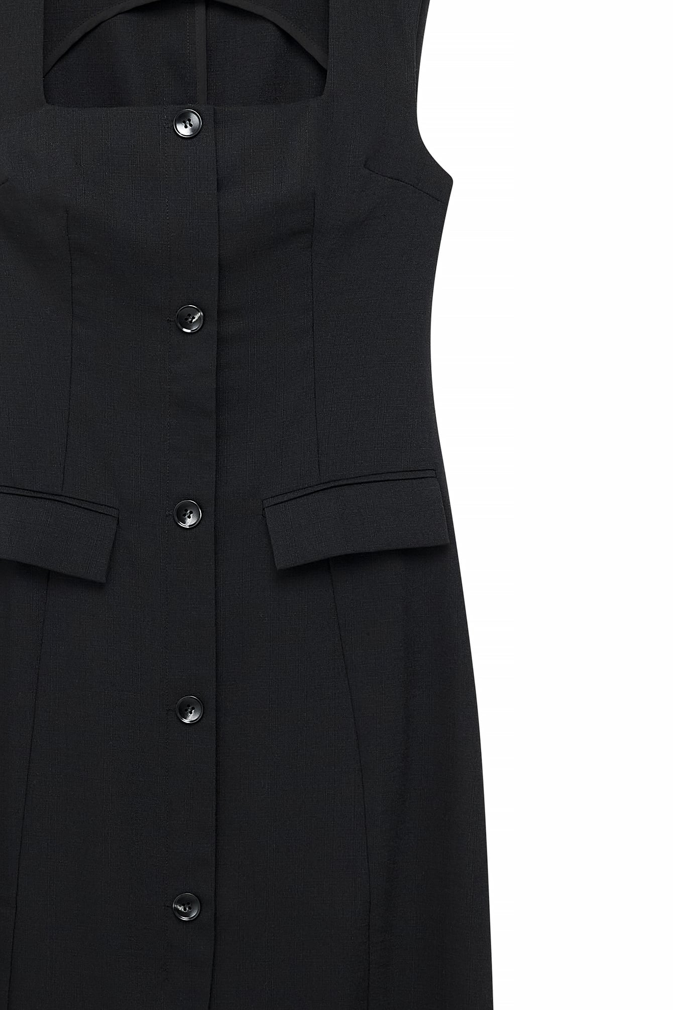 Tailored Square Neck Maxi Dress Noir