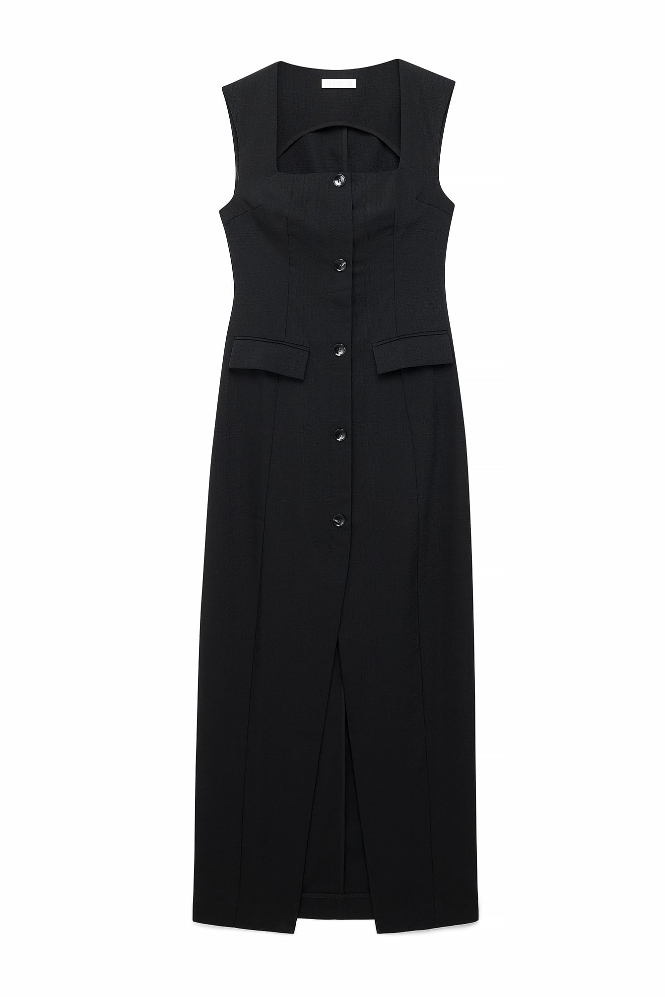 Tailored Square Neck Maxi Dress Noir