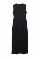 Tailored Square Neck Maxi Dress Noir