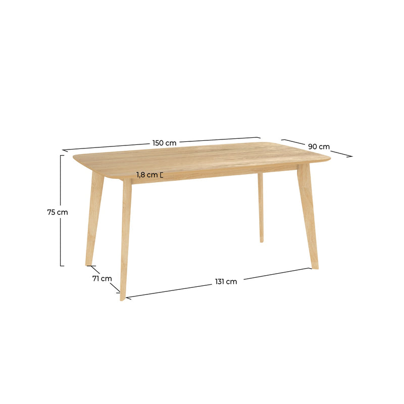 Table rectangulaire Oman 150 cm en bois clair 6 personnes