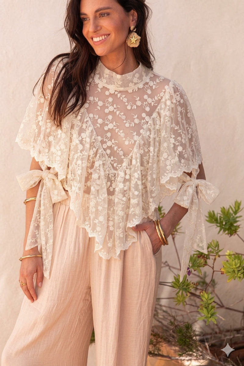 TALIA Beige - Top Dentelle