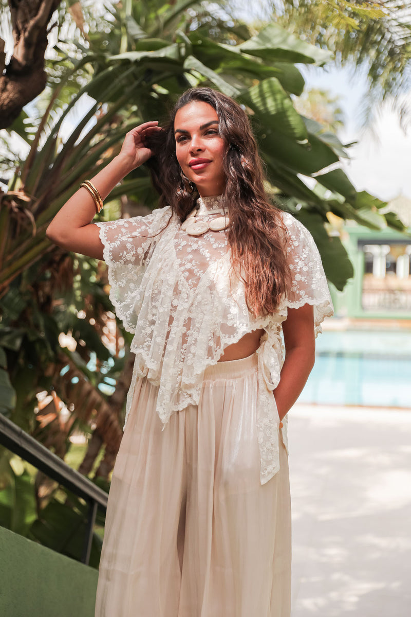 TALIA Beige - Top Dentelle