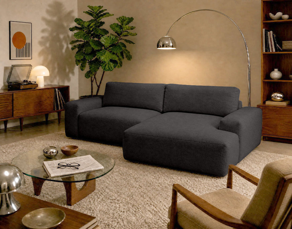 Tama - 4-Seater Corner Sofa Bed with Storage - Fabric - Grey