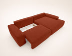Tama - Sofá Rinconero 4 Plazas Convertible Con Arcón - Tejido - Terracota