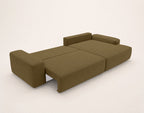 Tama - 4-Seater Corner Sofa Bed With Storage - Fabric - Green
