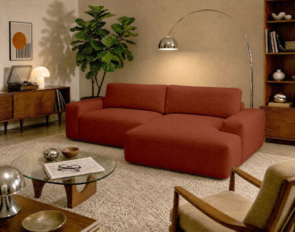 Tama - 4-Seater Convertible Corner Sofa With Storage - Fabric - Terracotta