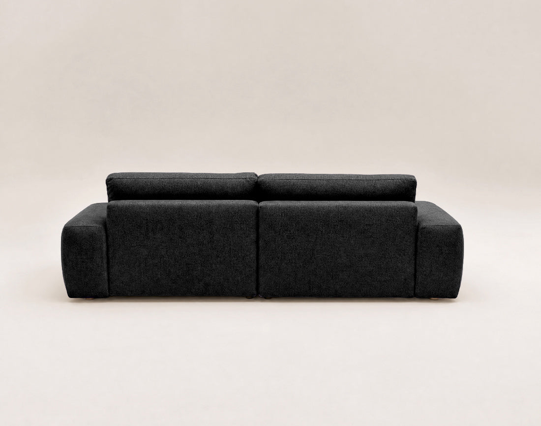 Tama - Canapé D'Angle 4 Places Convertible Avec Coffre - Tissu - Noir