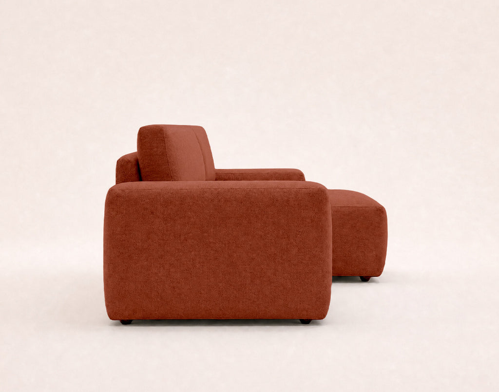 Tama - Sofá Rinconero 4 Plazas Convertible Con Arcón - Tejido - Terracota