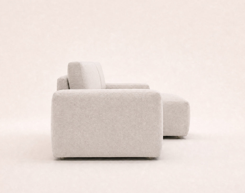 Tama - Canapé D'Angle 4 Places Convertible Avec Coffre - Tissu - Beige