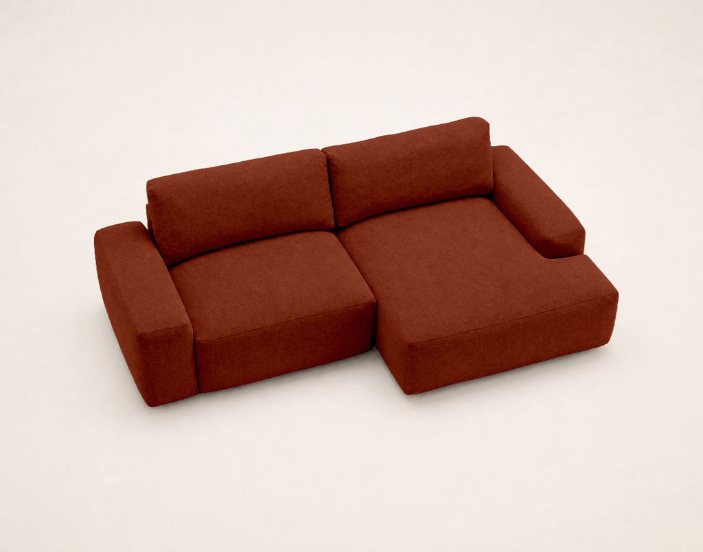 Tama - Sofá Rinconero 4 Plazas Convertible Con Arcón - Tejido - Terracota