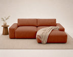 Tama - Sofá Rinconero 4 Plazas Convertible Con Arcón - Tejido - Terracota