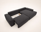 Tama - 4-Seater Corner Sofa Bed with Storage - Fabric - Grey