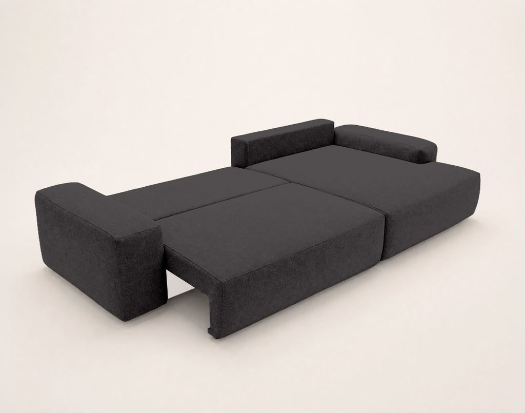 Tama - 4-Seater Corner Sofa Bed with Storage - Fabric - Grey