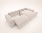 Tama - Canapé D'Angle 4 Places Convertible Avec Coffre - Tissu - Beige
