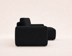 Tama - Canapé D'Angle 4 Places Convertible Avec Coffre - Tissu - Noir