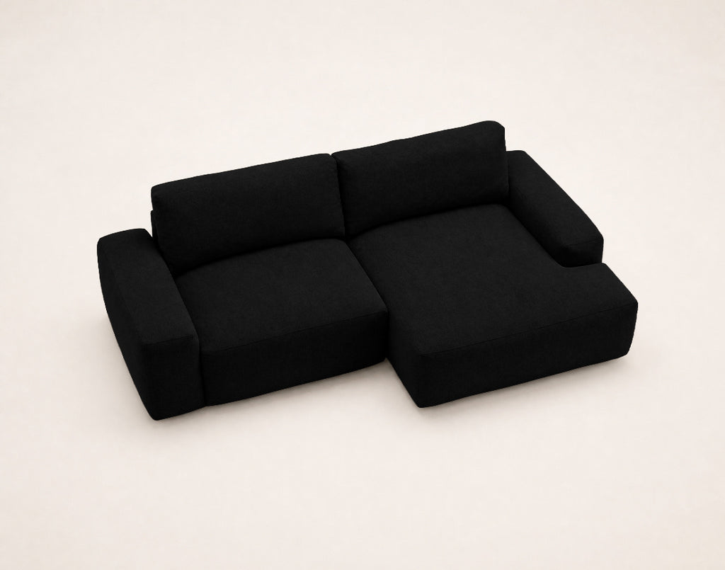 Tama - Canapé D'Angle 4 Places Convertible Avec Coffre - Tissu - Noir