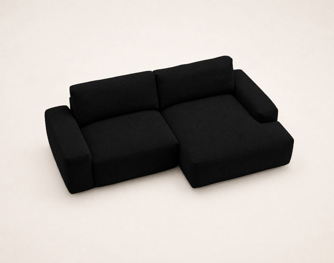 Tama - Canapé D'Angle 4 Places Convertible Avec Coffre - Tissu - Noir