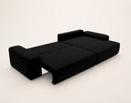 Tama - Canapé D'Angle 4 Places Convertible Avec Coffre - Tissu - Noir