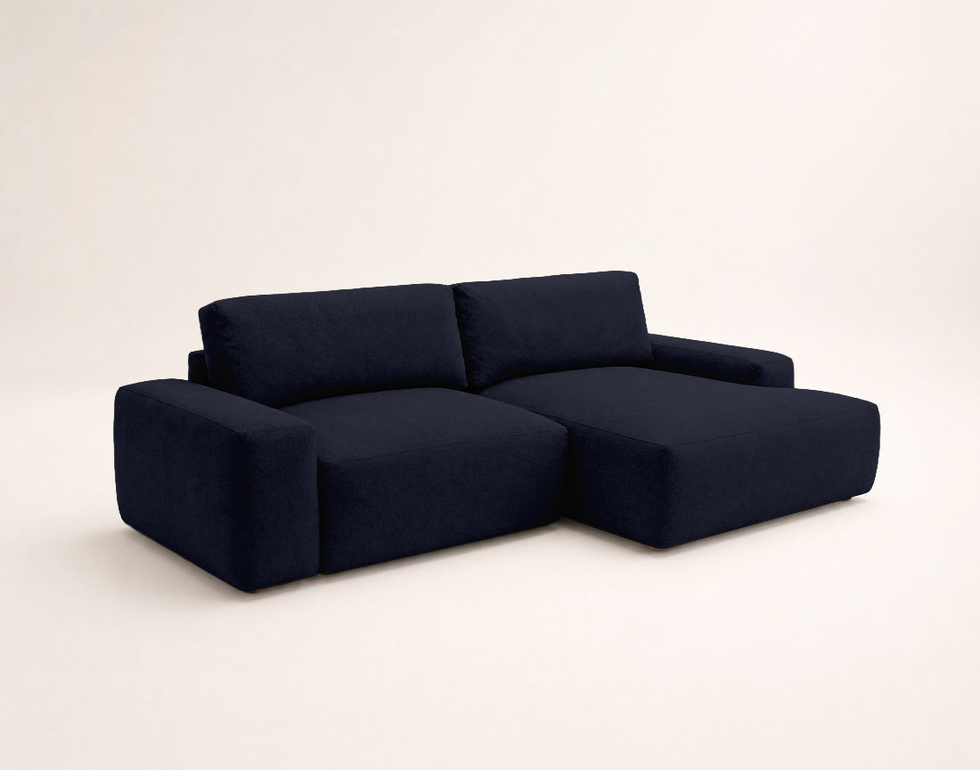 Tama - 4-Seater Corner Sofa Bed with Storage - Fabric - Navy Blue