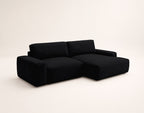 Tama - Canapé D'Angle 4 Places Convertible Avec Coffre - Tissu - Noir