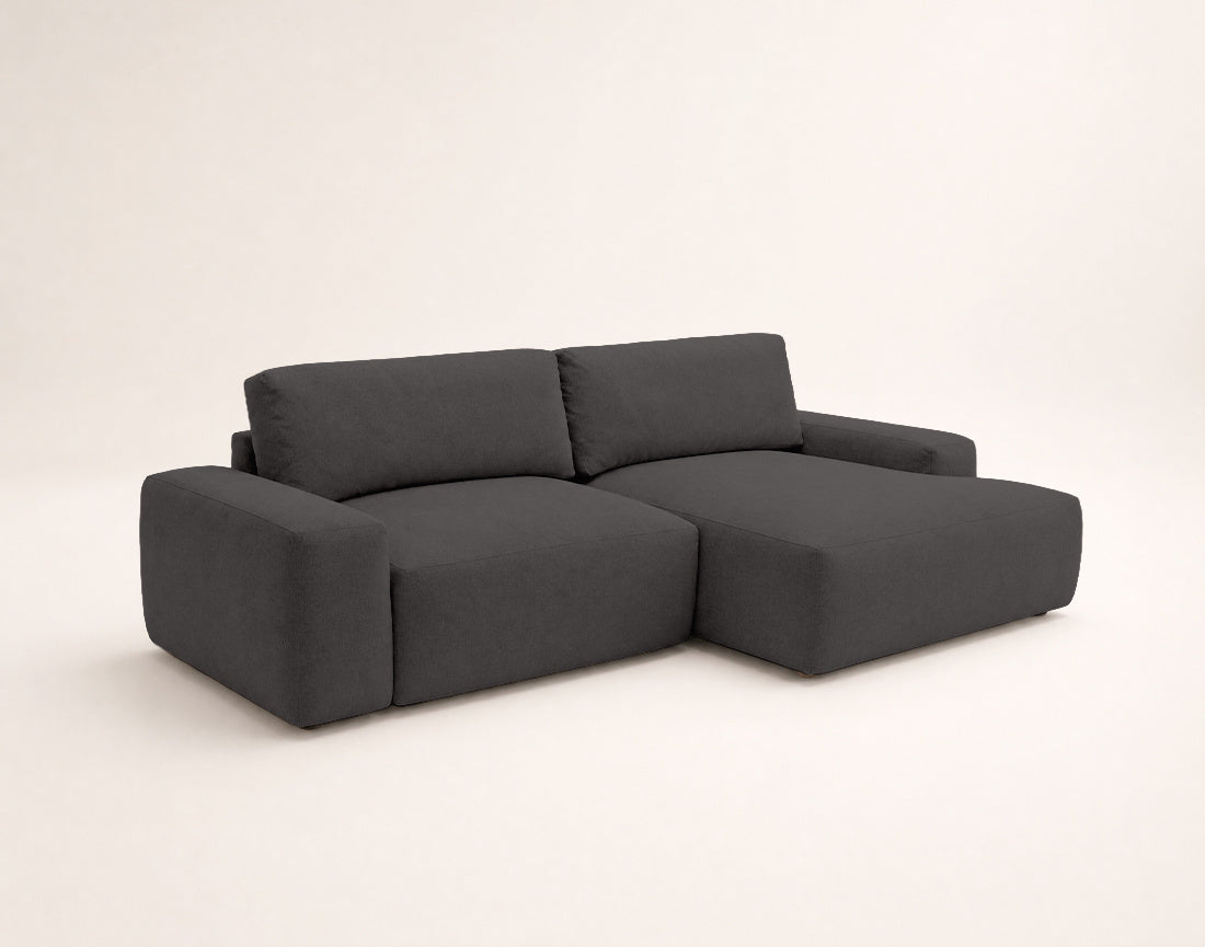 Tama - 4-Seater Corner Sofa Bed with Storage - Fabric - Grey