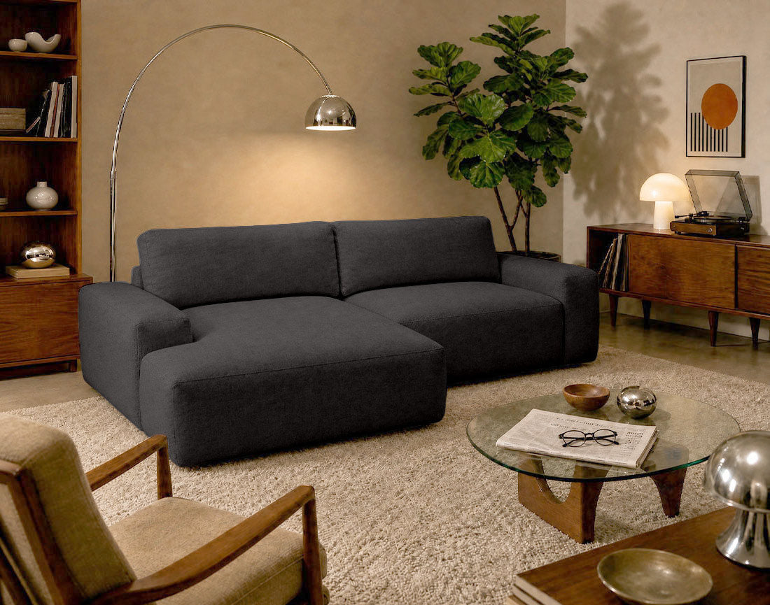 Tama - 4-Seater Corner Sofa Bed with Storage - Fabric - Grey