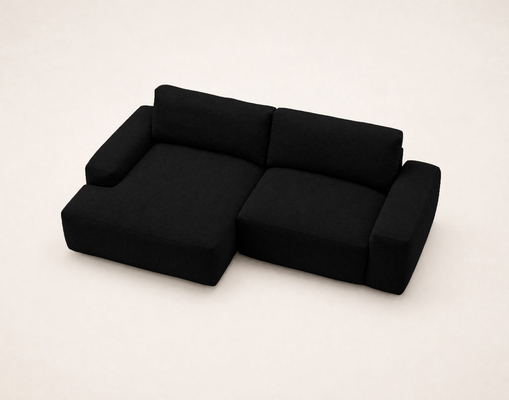 Tama - Canapé D'Angle 4 Places Convertible Avec Coffre - Tissu - Noir