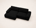 Tama - Canapé D'Angle 4 Places Convertible Avec Coffre - Tissu - Noir