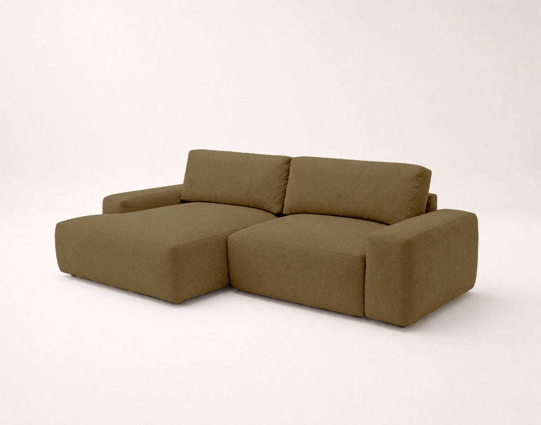 Tama - 4-Seater Corner Sofa Bed With Storage - Fabric - Green