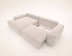 Tama - Canapé D'Angle 4 Places Convertible Avec Coffre - Tissu - Beige