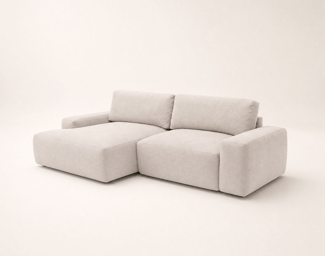 Tama - Canapé D'Angle 4 Places Convertible Avec Coffre - Tissu - Beige