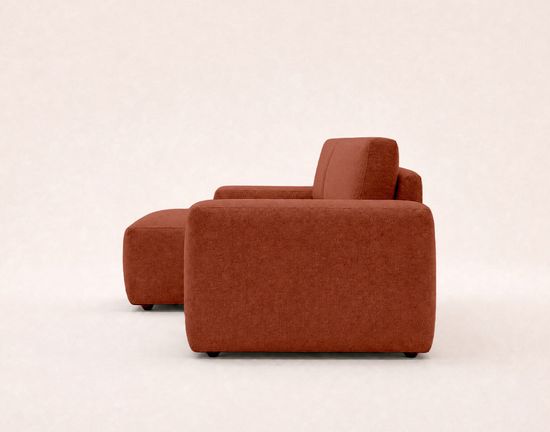 Tama - Sofá Rinconero 4 Plazas Convertible Con Arcón - Tejido - Terracota