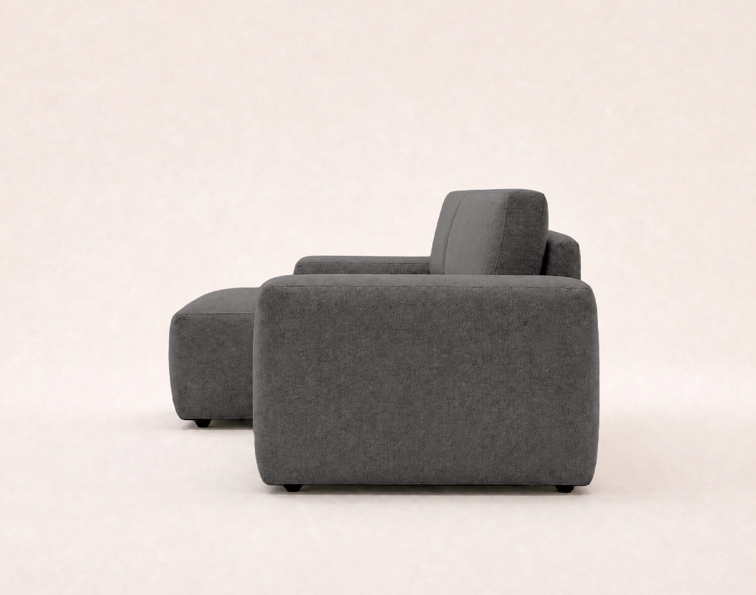 Tama - 4-Seater Corner Sofa Bed with Storage - Fabric - Grey