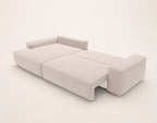Tama - Canapé D'Angle 4 Places Convertible Avec Coffre - Tissu - Beige