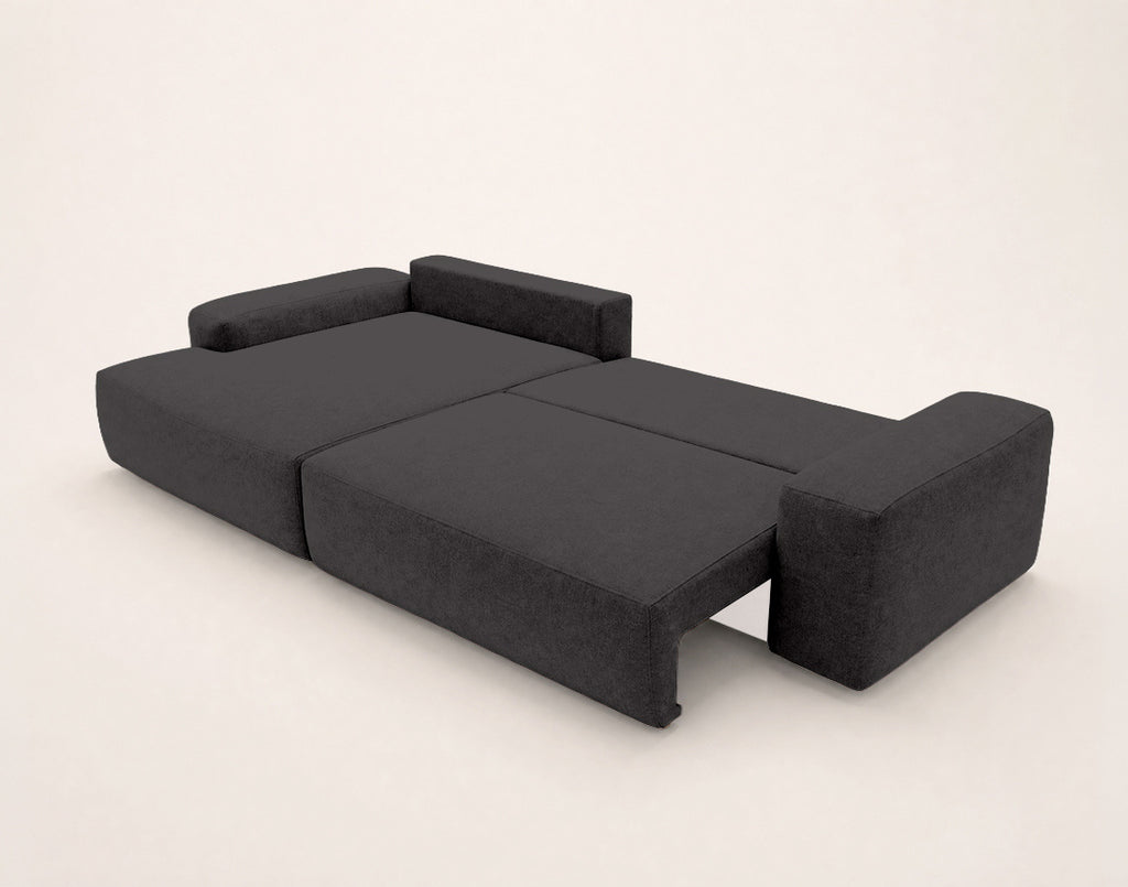 Tama - 4-Seater Corner Sofa Bed with Storage - Fabric - Grey