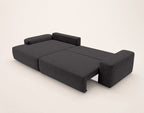 Tama - 4-Seater Corner Sofa Bed with Storage - Fabric - Grey
