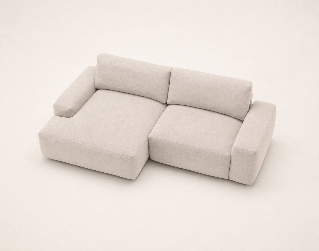 Tama - Canapé D'Angle 4 Places Convertible Avec Coffre - Tissu - Beige