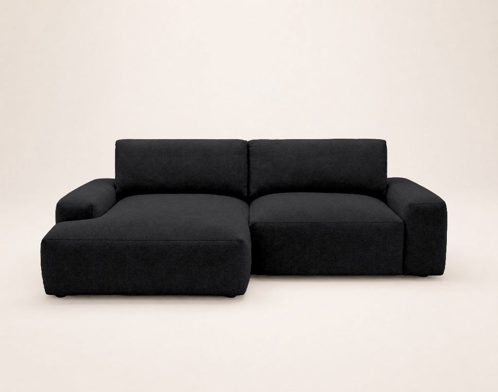 Tama - Canapé D'Angle 4 Places Convertible Avec Coffre - Tissu - Noir