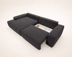 Tama - 4-Seater Corner Sofa Bed with Storage - Fabric - Grey