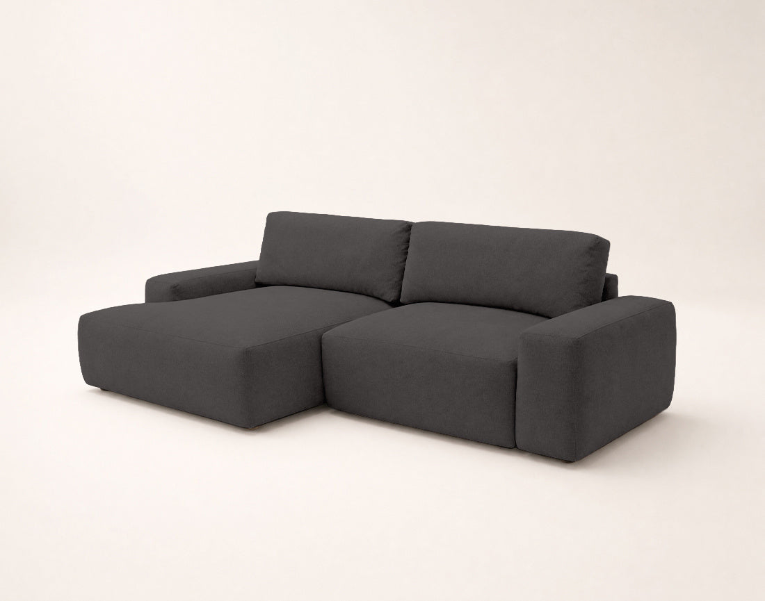Tama - 4-Seater Corner Sofa Bed with Storage - Fabric - Grey
