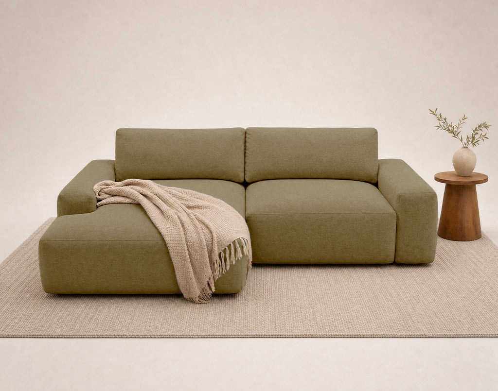 Tama - 4-Seater Corner Sofa Bed With Storage - Fabric - Green